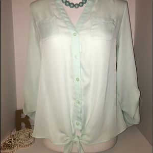 CANDIES (M) - teal- quarter length blouse